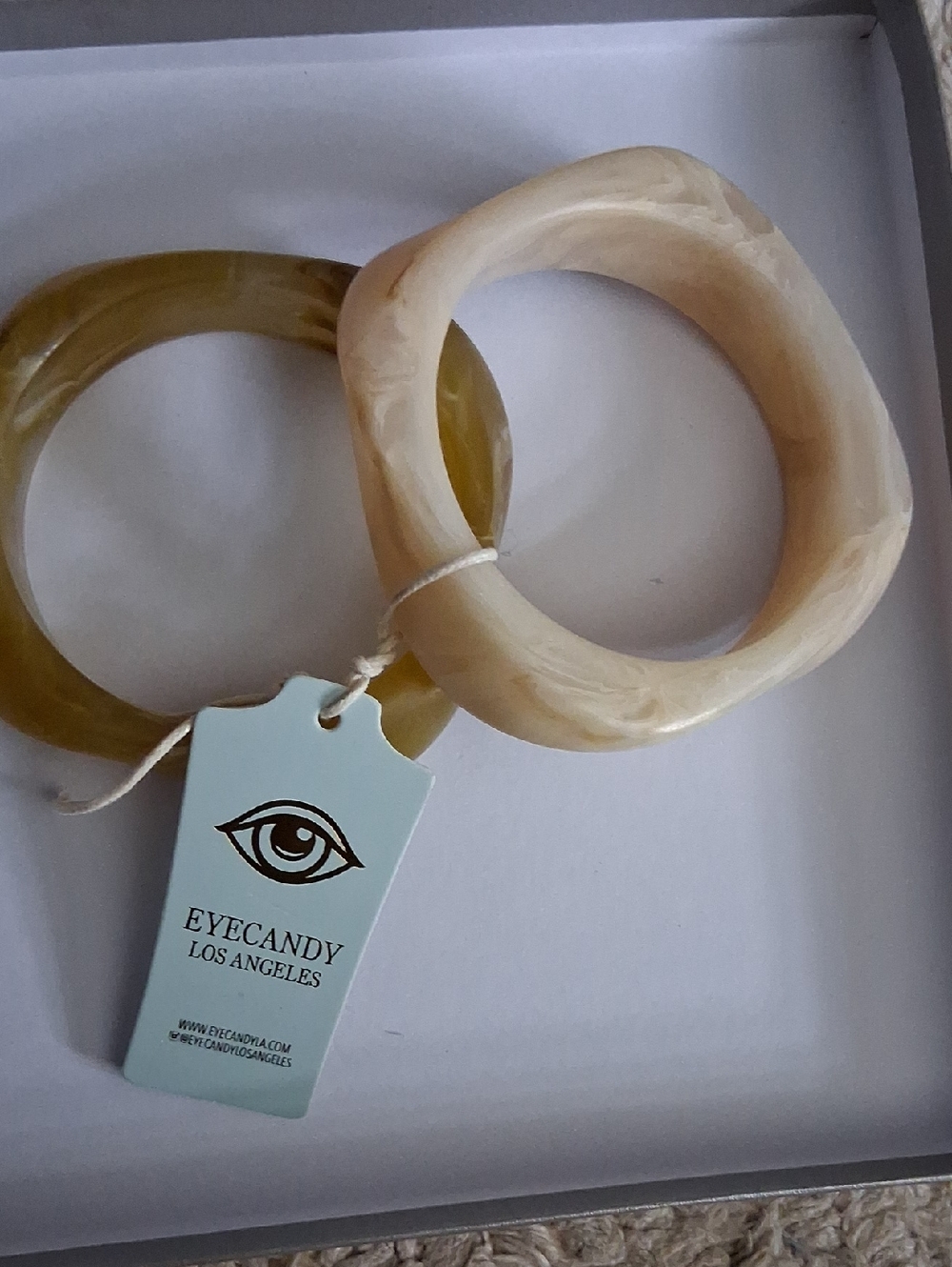 eye candy Resin Bangle Pair in Butterscotch and Cream